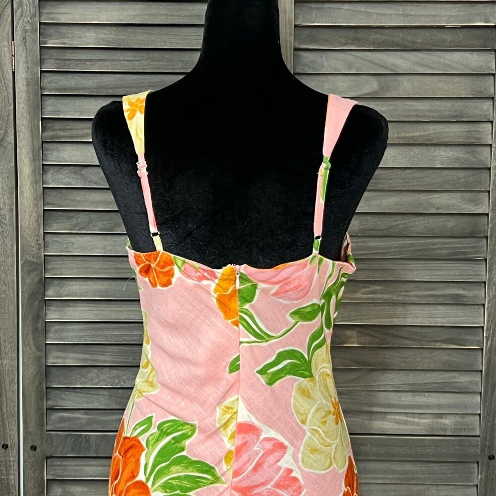 Paper Heart Floral Linen Blend Maxi Dress Medium NWT Tropical Resort Pink - Picture 6 of 11